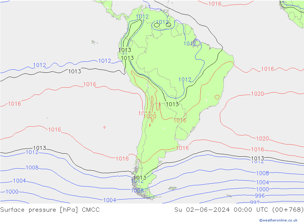 Surface pressure CMCC Su 02.06.2024 00 UTC