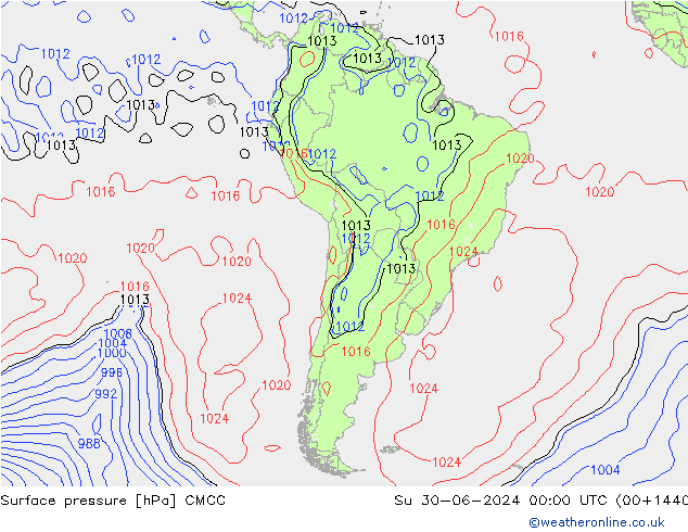 Surface pressure CMCC Su 30.06.2024 00 UTC