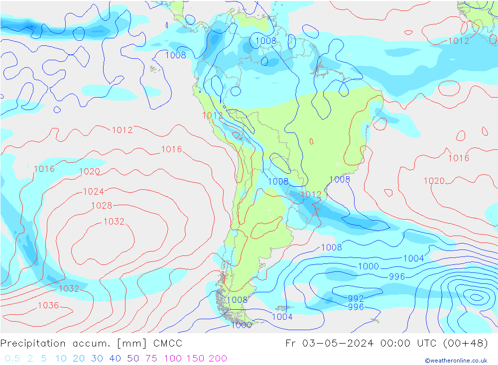 Precipitation accum. CMCC Pá 03.05.2024 00 UTC