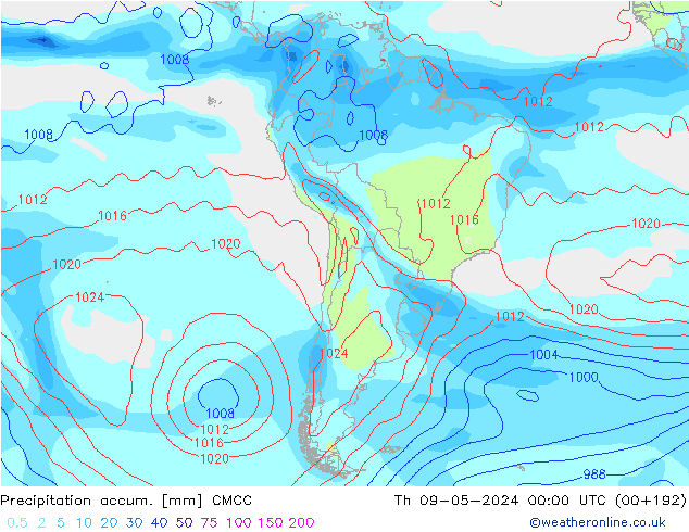 Totale neerslag CMCC do 09.05.2024 00 UTC