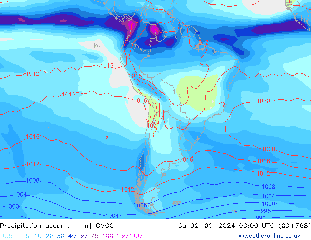 Precipitation accum. CMCC Su 02.06.2024 00 UTC