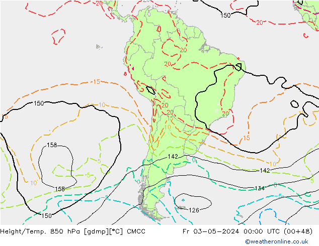 Yükseklik/Sıc. 850 hPa CMCC Cu 03.05.2024 00 UTC