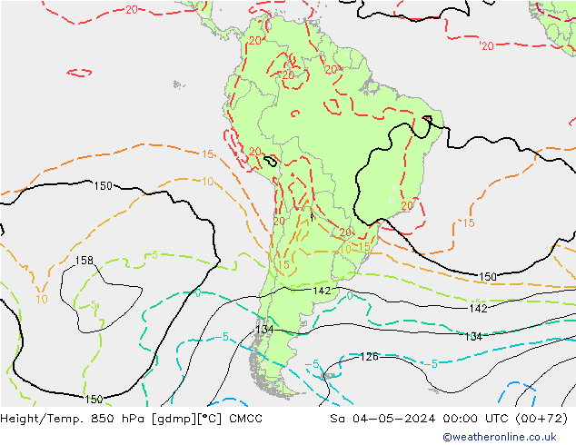 Yükseklik/Sıc. 850 hPa CMCC Cts 04.05.2024 00 UTC