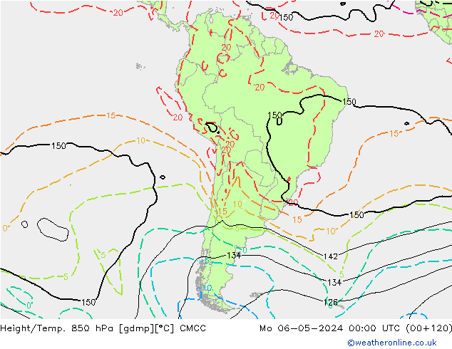 Hoogte/Temp. 850 hPa CMCC ma 06.05.2024 00 UTC