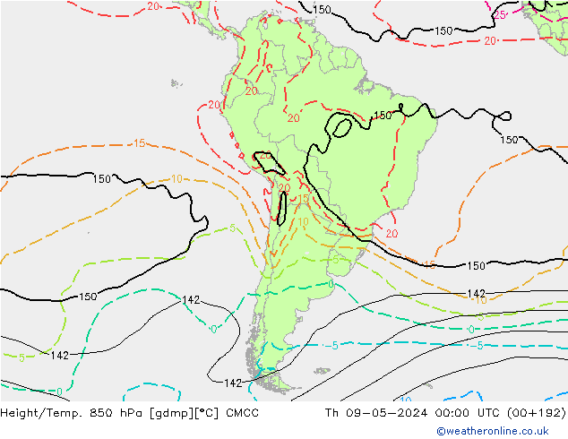 Hoogte/Temp. 850 hPa CMCC do 09.05.2024 00 UTC