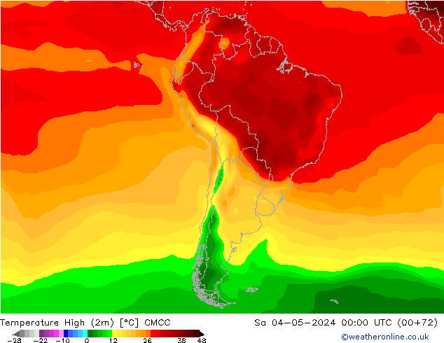 Temperatura máx. (2m) CMCC sáb 04.05.2024 00 UTC