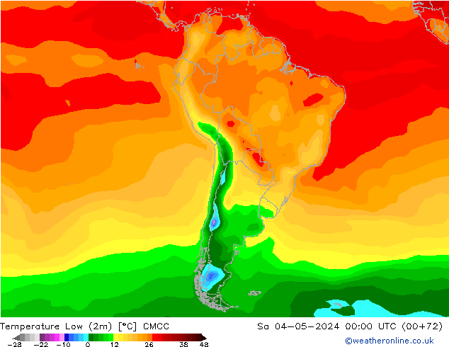 Min.temperatuur (2m) CMCC za 04.05.2024 00 UTC