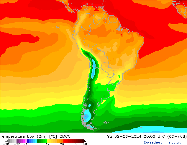 Temperature Low (2m) CMCC Su 02.06.2024 00 UTC