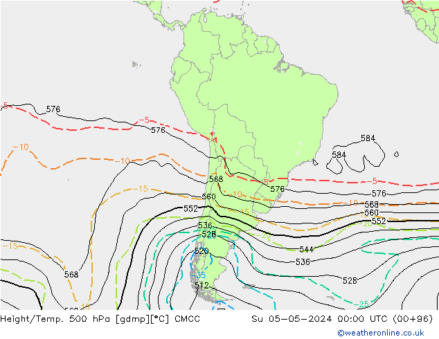 Yükseklik/Sıc. 500 hPa CMCC Paz 05.05.2024 00 UTC