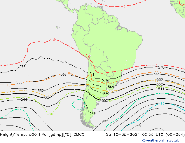 Yükseklik/Sıc. 500 hPa CMCC Paz 12.05.2024 00 UTC