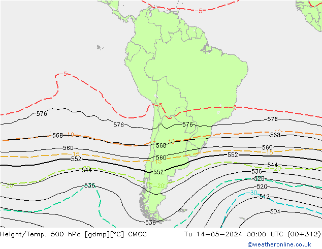 Hoogte/Temp. 500 hPa CMCC di 14.05.2024 00 UTC