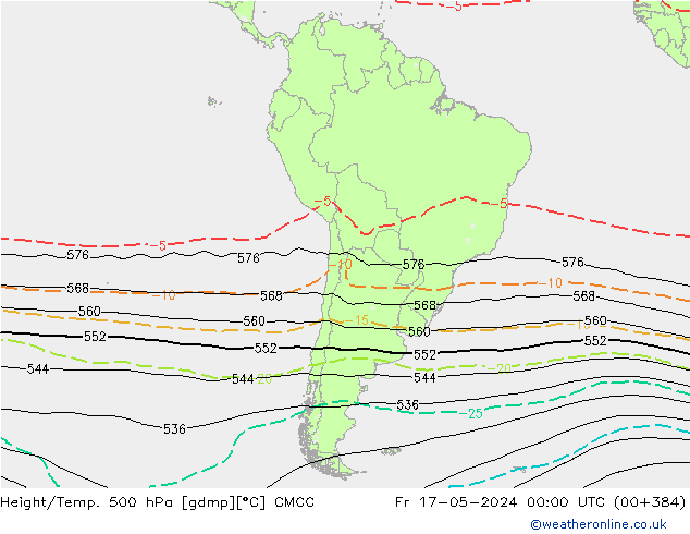 Hoogte/Temp. 500 hPa CMCC vr 17.05.2024 00 UTC