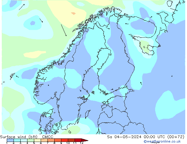 Surface wind (bft) CMCC Sa 04.05.2024 00 UTC