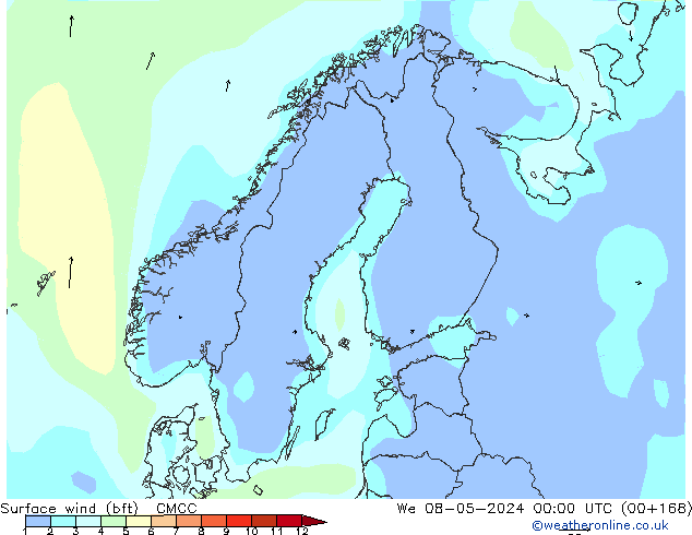 Surface wind (bft) CMCC We 08.05.2024 00 UTC