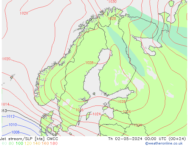 Jet stream/SLP CMCC Čt 02.05.2024 00 UTC