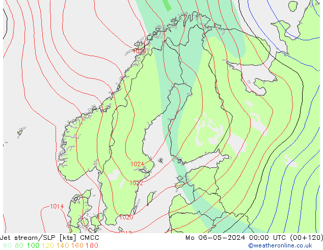 Jet stream CMCC Seg 06.05.2024 00 UTC