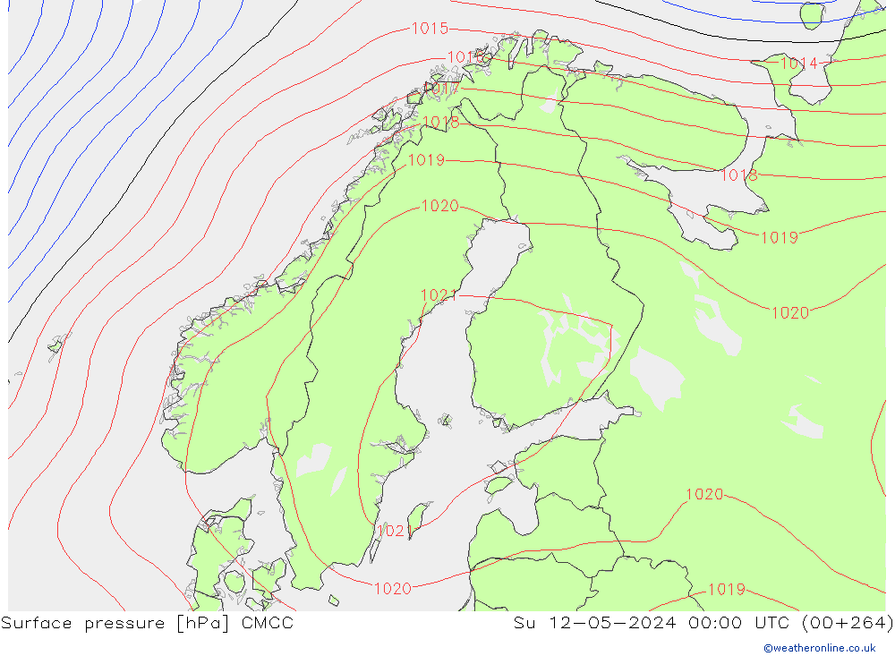 Atmosférický tlak CMCC Ne 12.05.2024 00 UTC