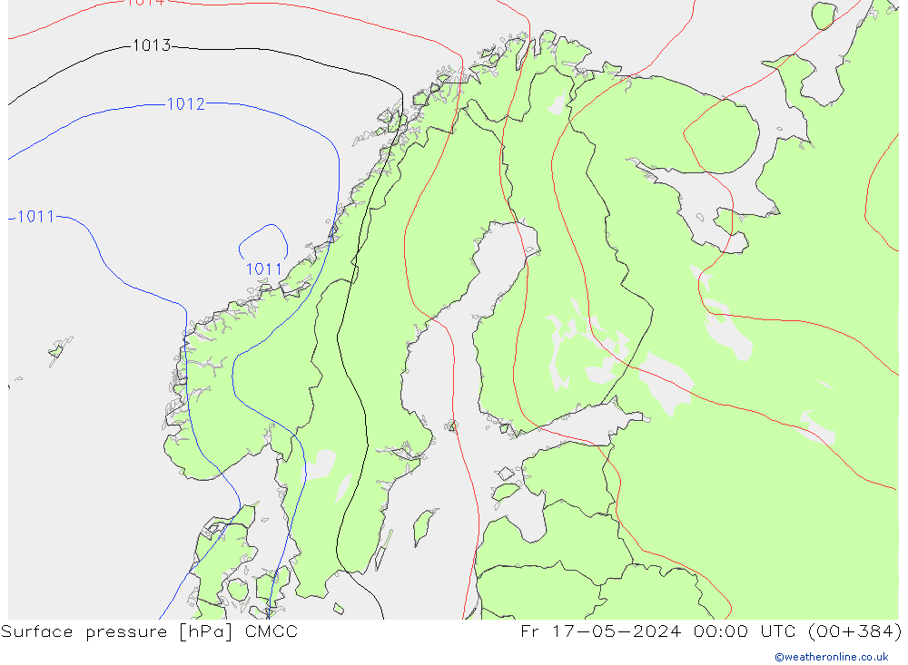 Presión superficial CMCC vie 17.05.2024 00 UTC