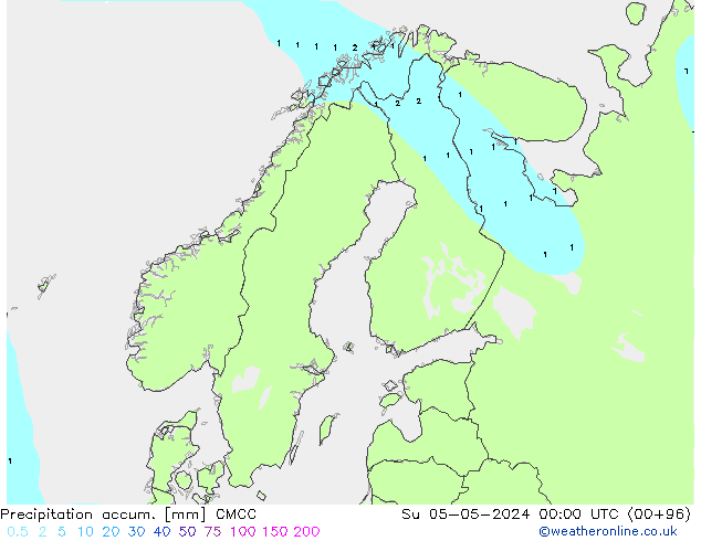 Precipitation accum. CMCC Su 05.05.2024 00 UTC