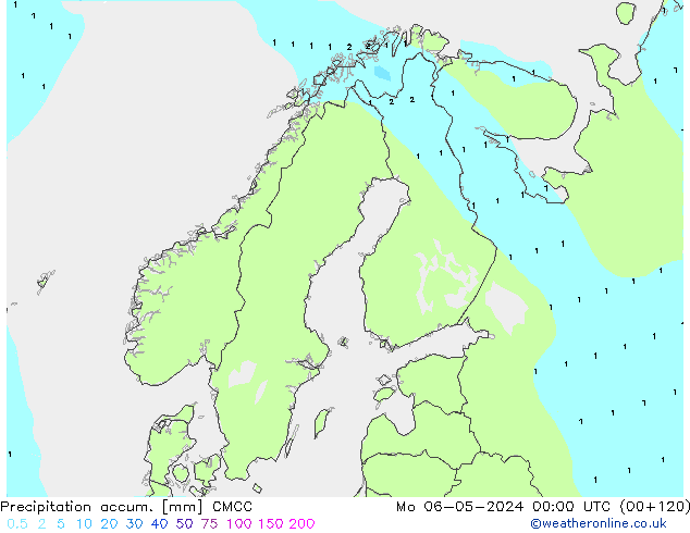 Precipitation accum. CMCC Seg 06.05.2024 00 UTC