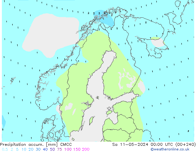 Precipitation accum. CMCC Sa 11.05.2024 00 UTC