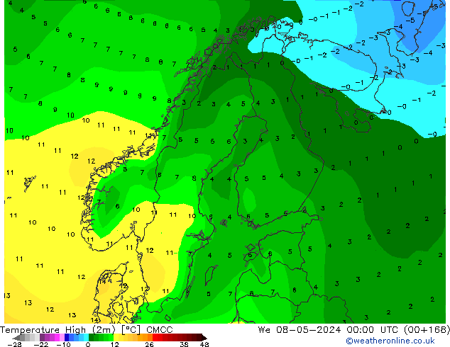 Temperature High (2m) CMCC We 08.05.2024 00 UTC