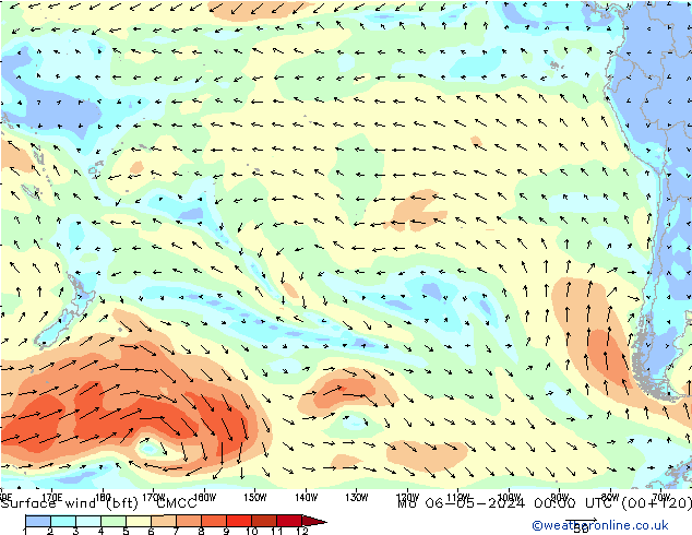 Surface wind (bft) CMCC Mo 06.05.2024 00 UTC