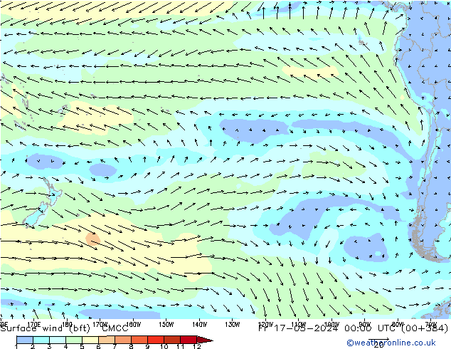 Surface wind (bft) CMCC Fr 17.05.2024 00 UTC