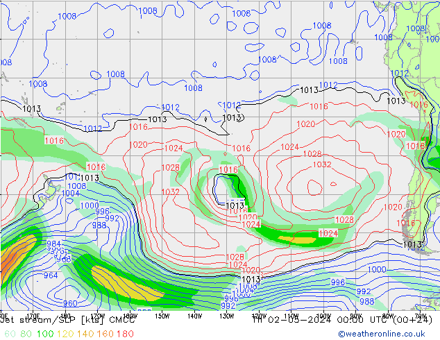 Jet stream/SLP CMCC Čt 02.05.2024 00 UTC