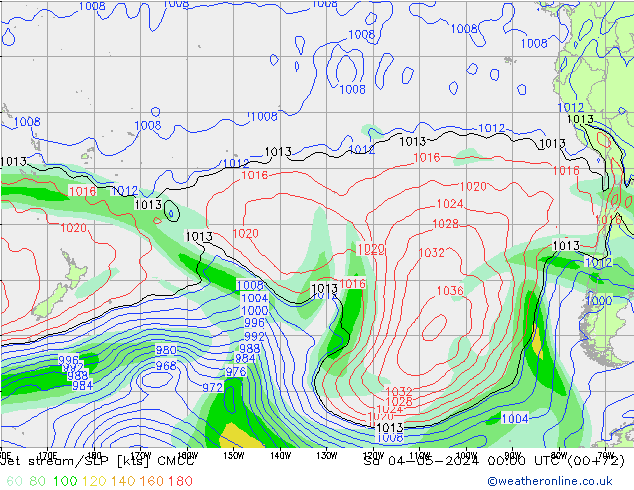 Jet stream/SLP CMCC So 04.05.2024 00 UTC