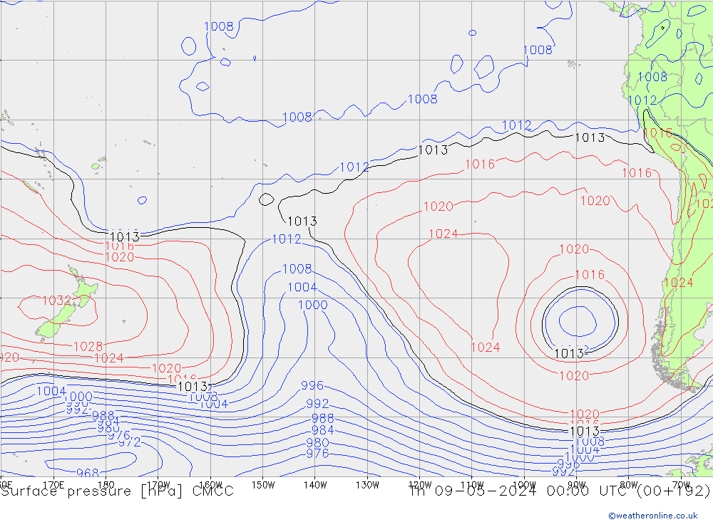 Atmosférický tlak CMCC Čt 09.05.2024 00 UTC