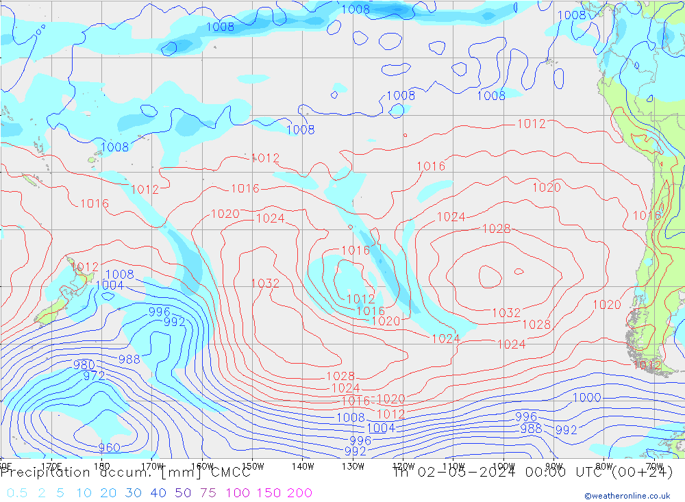 Precipitation accum. CMCC Čt 02.05.2024 00 UTC