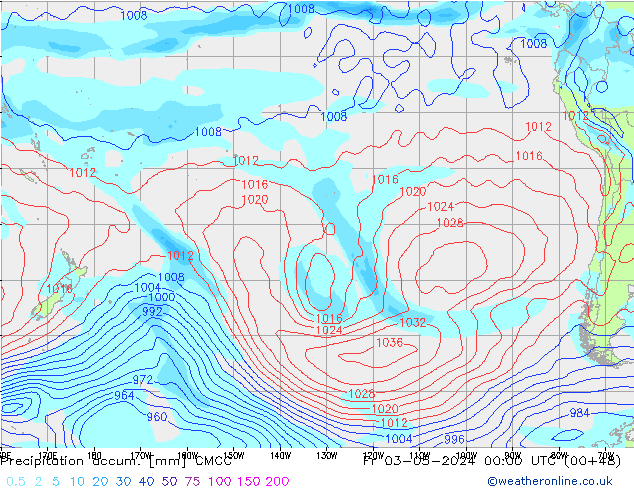 Precipitation accum. CMCC Pá 03.05.2024 00 UTC