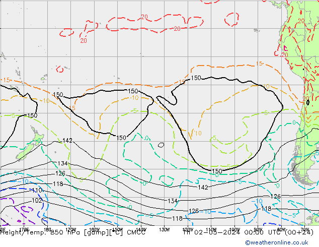 Height/Temp. 850 hPa CMCC Do 02.05.2024 00 UTC