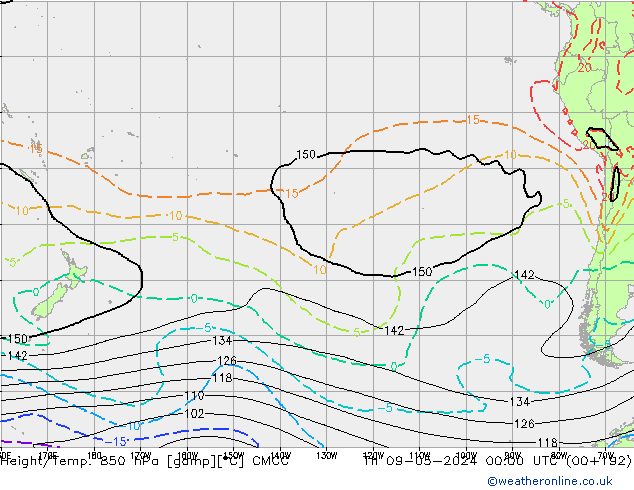 Height/Temp. 850 hPa CMCC Qui 09.05.2024 00 UTC