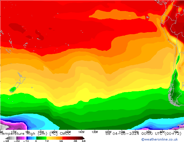 température 2m max CMCC sam 04.05.2024 00 UTC