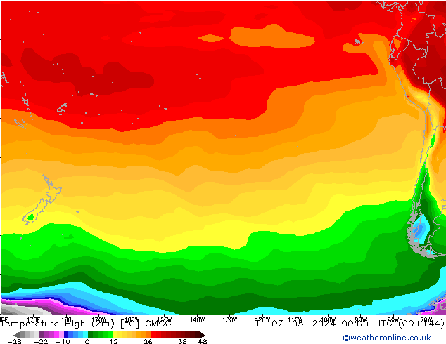 Temperature High (2m) CMCC Tu 07.05.2024 00 UTC