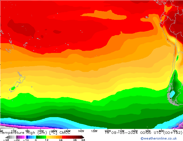 Temp. massima (2m) CMCC gio 09.05.2024 00 UTC