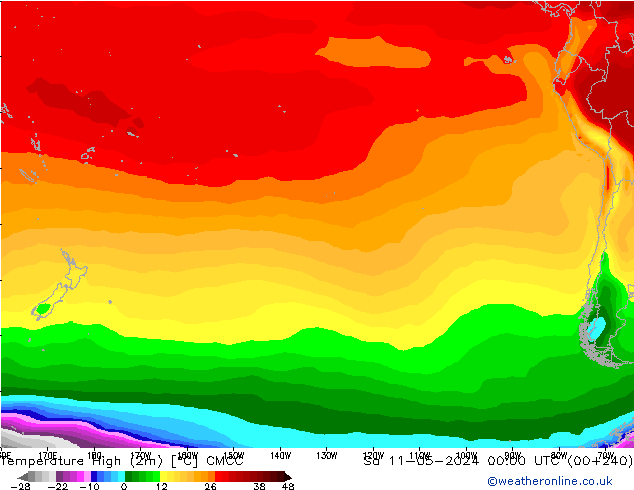 temperatura máx. (2m) CMCC Sáb 11.05.2024 00 UTC