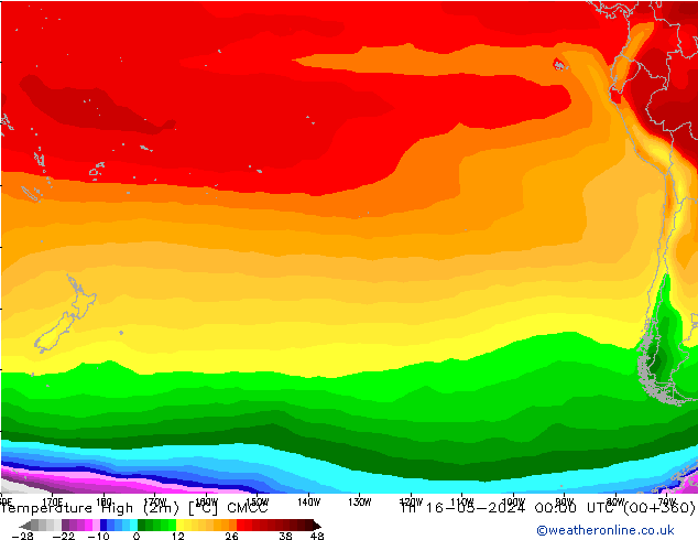 Temperature High (2m) CMCC Th 16.05.2024 00 UTC