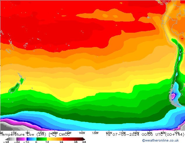 Temperature Low (2m) CMCC Tu 07.05.2024 00 UTC