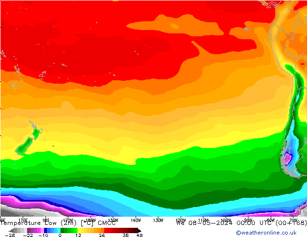 température 2m min CMCC mer 08.05.2024 00 UTC