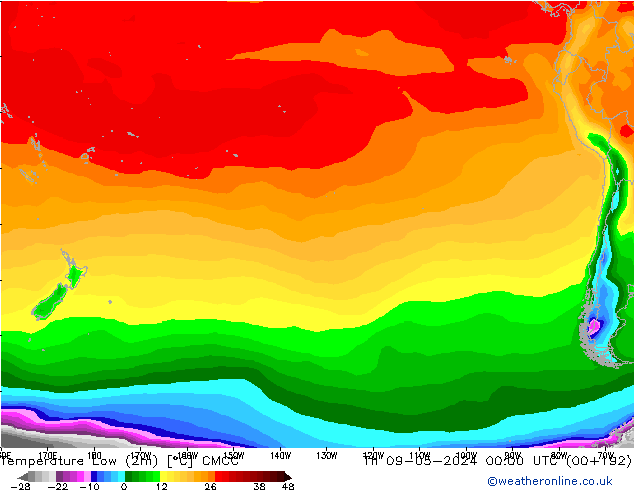 Min.temperatuur (2m) CMCC do 09.05.2024 00 UTC