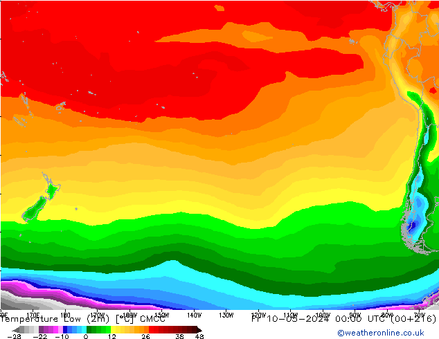 Temperature Low (2m) CMCC Fr 10.05.2024 00 UTC