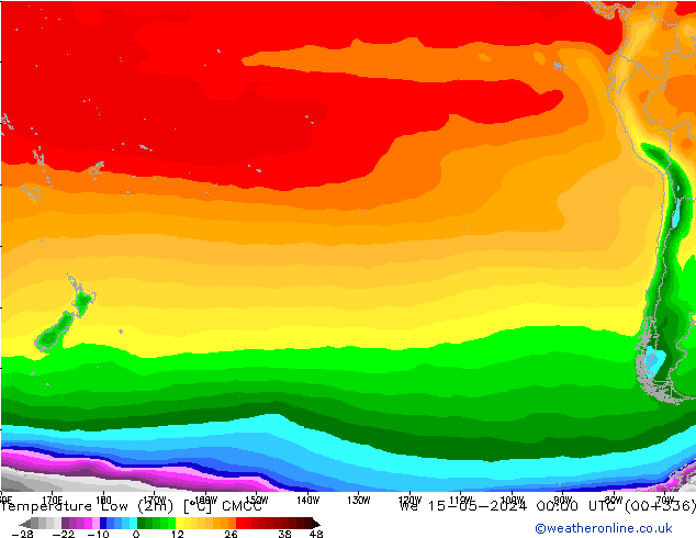 Min.temperatuur (2m) CMCC wo 15.05.2024 00 UTC