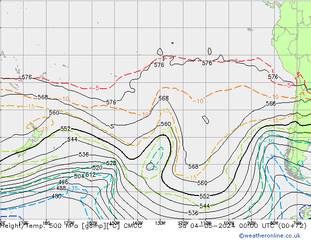 Yükseklik/Sıc. 500 hPa CMCC Cts 04.05.2024 00 UTC