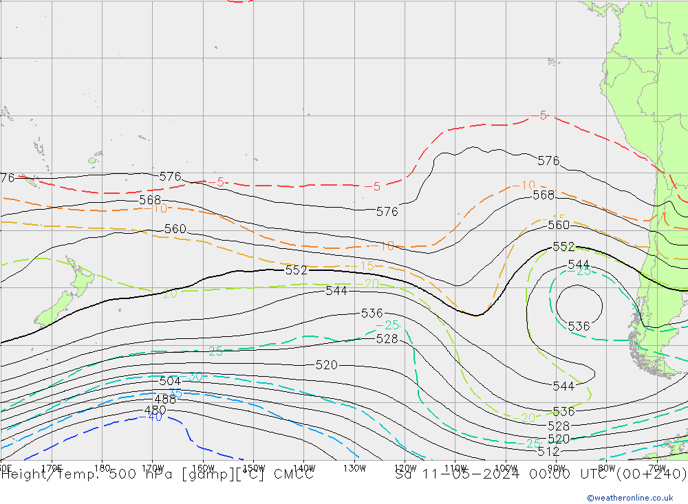 Yükseklik/Sıc. 500 hPa CMCC Cts 11.05.2024 00 UTC