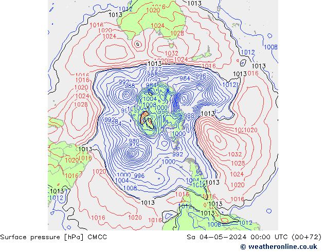 Pressione al suolo CMCC sab 04.05.2024 00 UTC