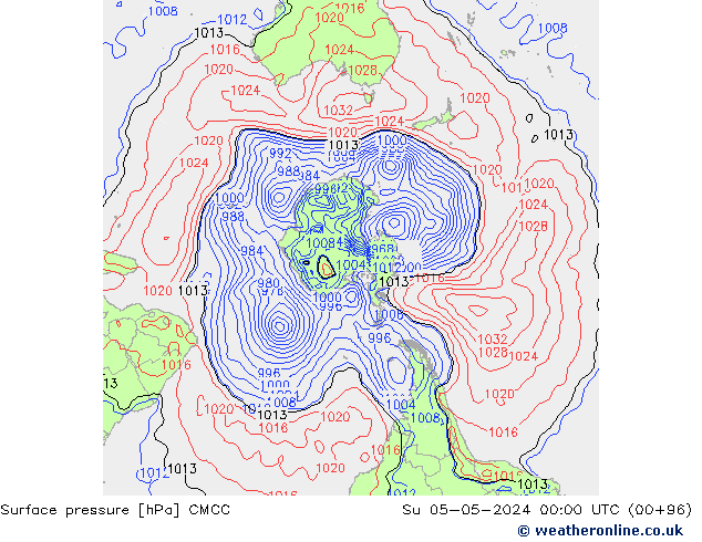 Presión superficial CMCC dom 05.05.2024 00 UTC