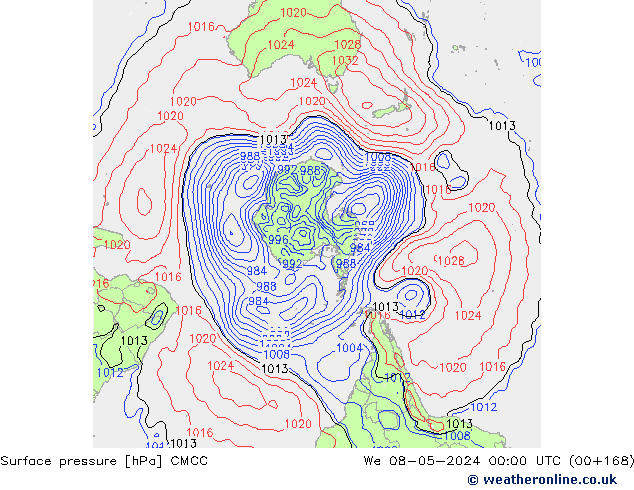 Pressione al suolo CMCC mer 08.05.2024 00 UTC